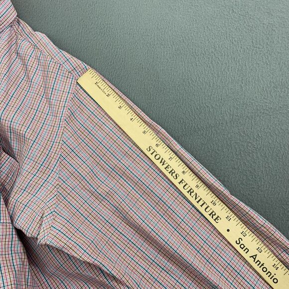 Peter Millar Button Down Shirt Mens Medium Cotton Tattersall Plaid Long Sleeve - Picture 10 of 16